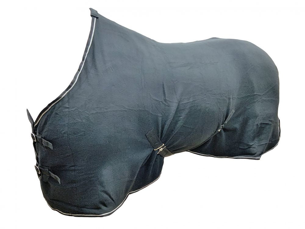 Contoured Black fleece horse cooler with double buckle front closure Default Shiloh