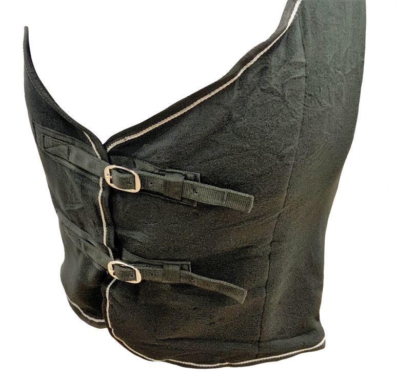 Contoured Black fleece horse cooler with double buckle front closure Default Shiloh