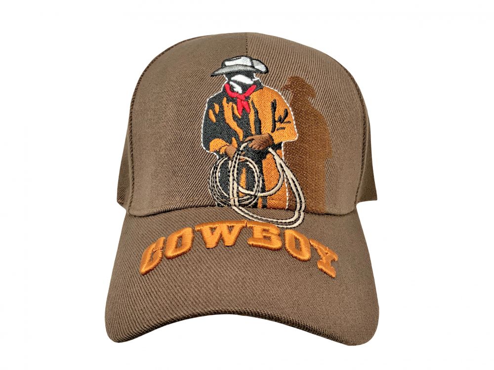Cowboy stitched Ballcap with Cowboy and Shadow with 'Cowboy' Embroidered on Bill and back of hat Default Shiloh