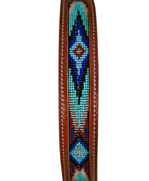 DC-07: Showman Couture ™ Genuine leather dog collar with beaded inlay Primary Showman