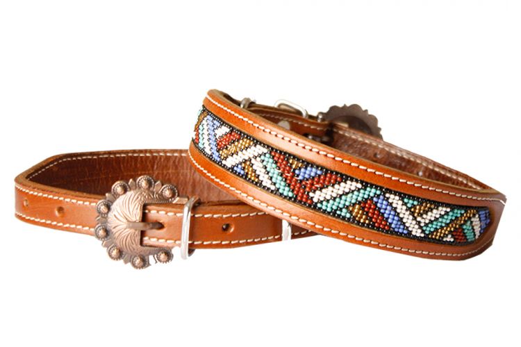 DC-17: Showman Couture ™ Genuine leather dog collar beaded inlay Primary Showman
