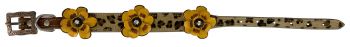 DC-42: Showman Couture ™ Genuine leather hair on cheetah dog collar with painted 3D flower accent Primary Showman