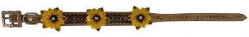DC-43: Showman Couture ™ Genuine leather dog collar with painted 3D flower accent Primary Showman