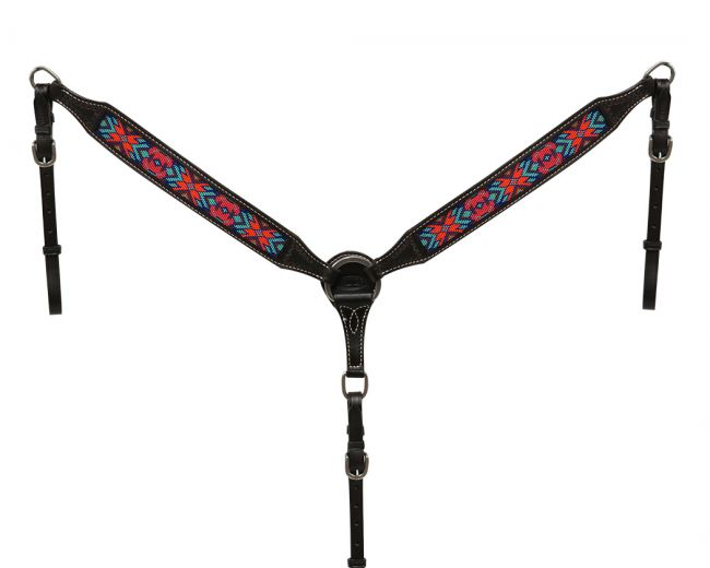 Dark Chocolate & Red Accent Breast Color - Showman® 13746 Breast Collar Showman