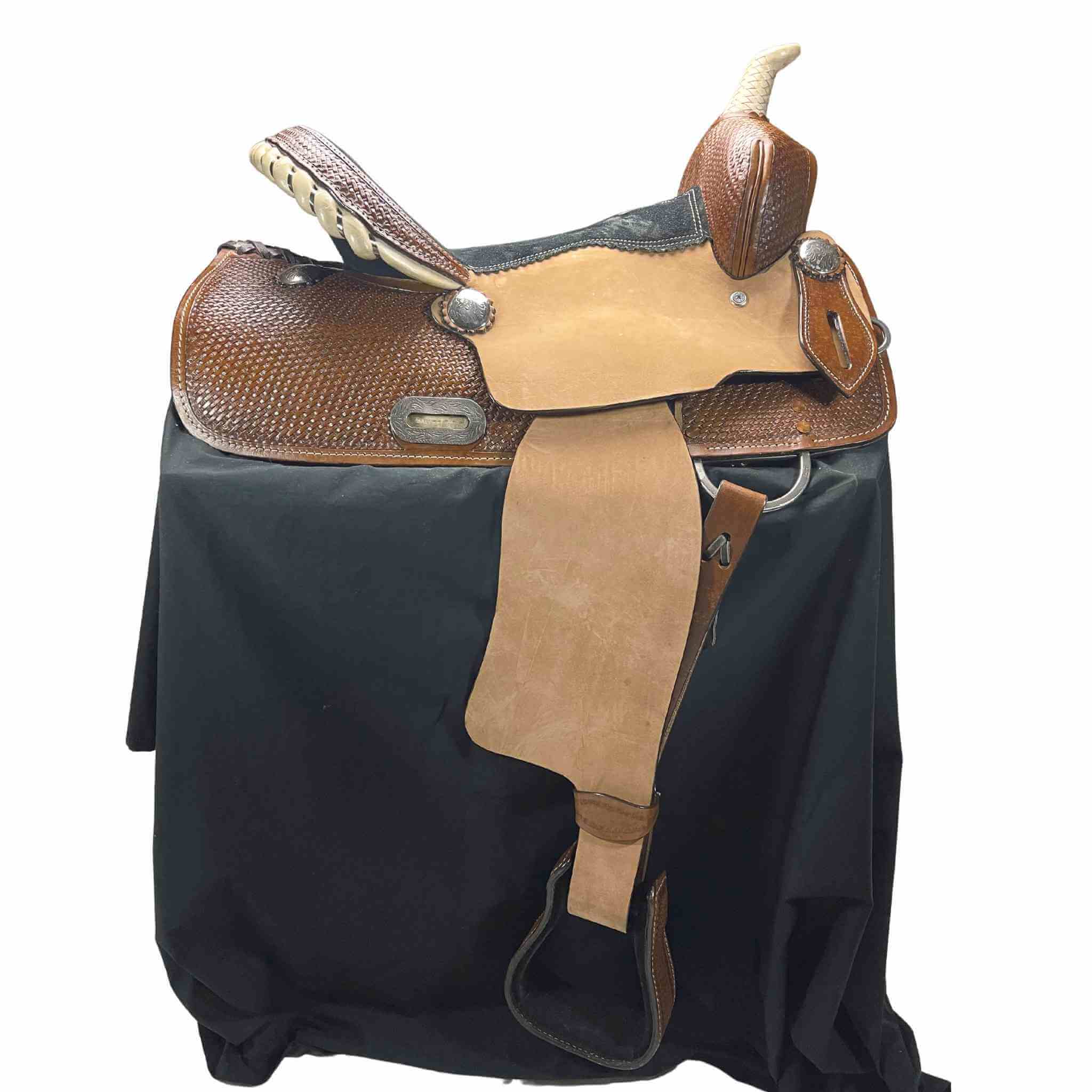 Double T Barrel Saddle W/ Matching Headstall & Breast Collar 7654 Saddle Set Double T