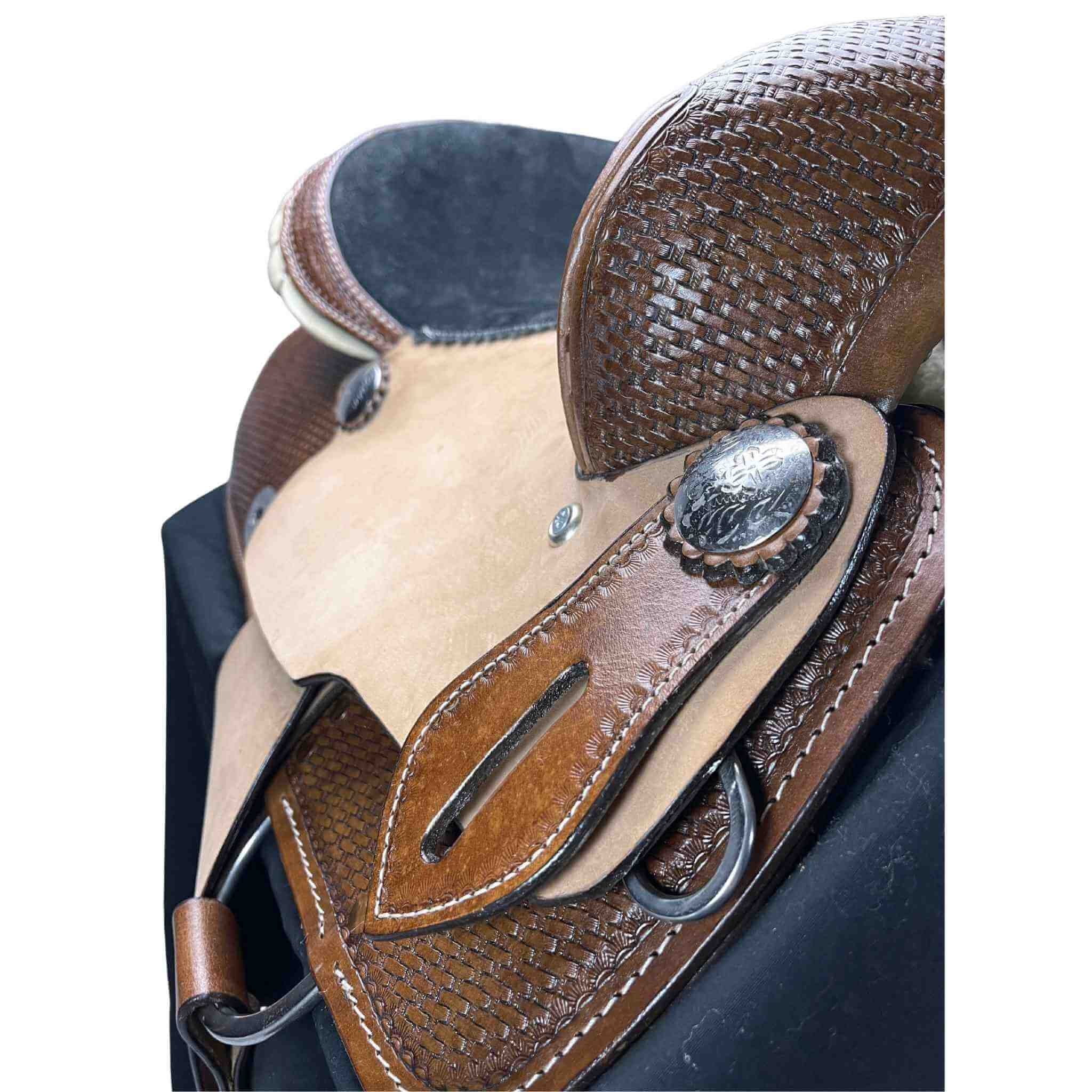 Double T Barrel Saddle W/ Matching Headstall & Breast Collar 7654 Saddle Set Double T