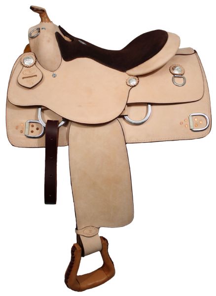 Double T Training Saddle w/ Premium Leather & Suede Leather Seat 633116 Training Saddle Double T