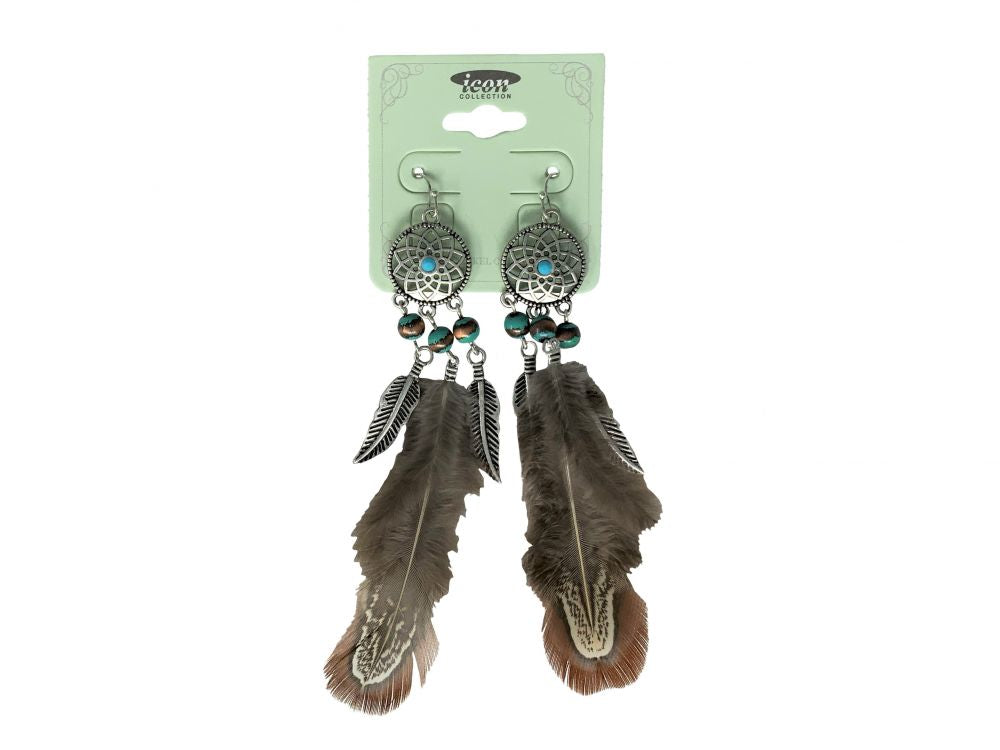 Dream catcher earring with feathers Lead and Nickel Compliant Default Shiloh