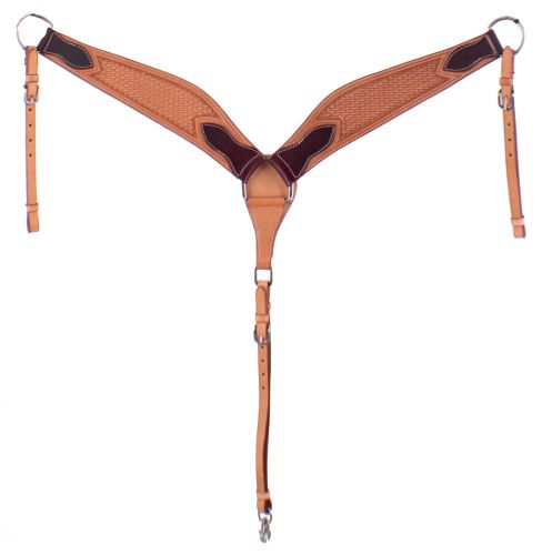 EE-5077: Showman ® Argentina cow leather basket tooled breastcollar Breast Collar Showman