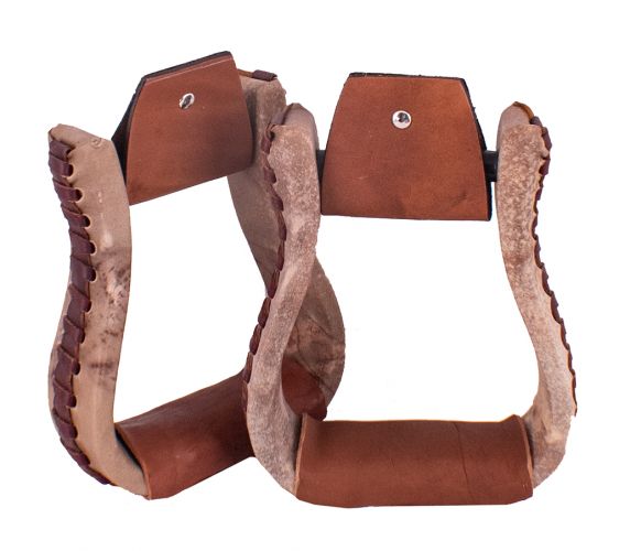 EE-5101: Showman ® Natural Rawhide Argentina Cow Leather Stirrups Stirrups Showman