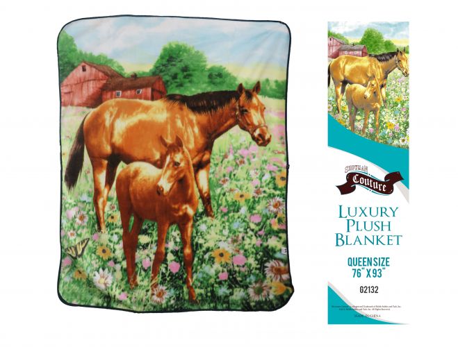 G2132: Showman Couture ™ Luxury plush blanket with mare and foal print Primary Showman