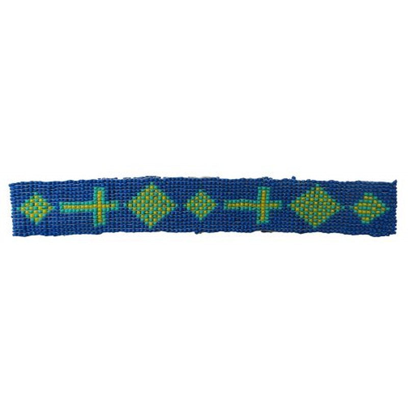 JH0022BLM: Blue beaded headband with blue beaded cross Primary Showman Saddles and Tack