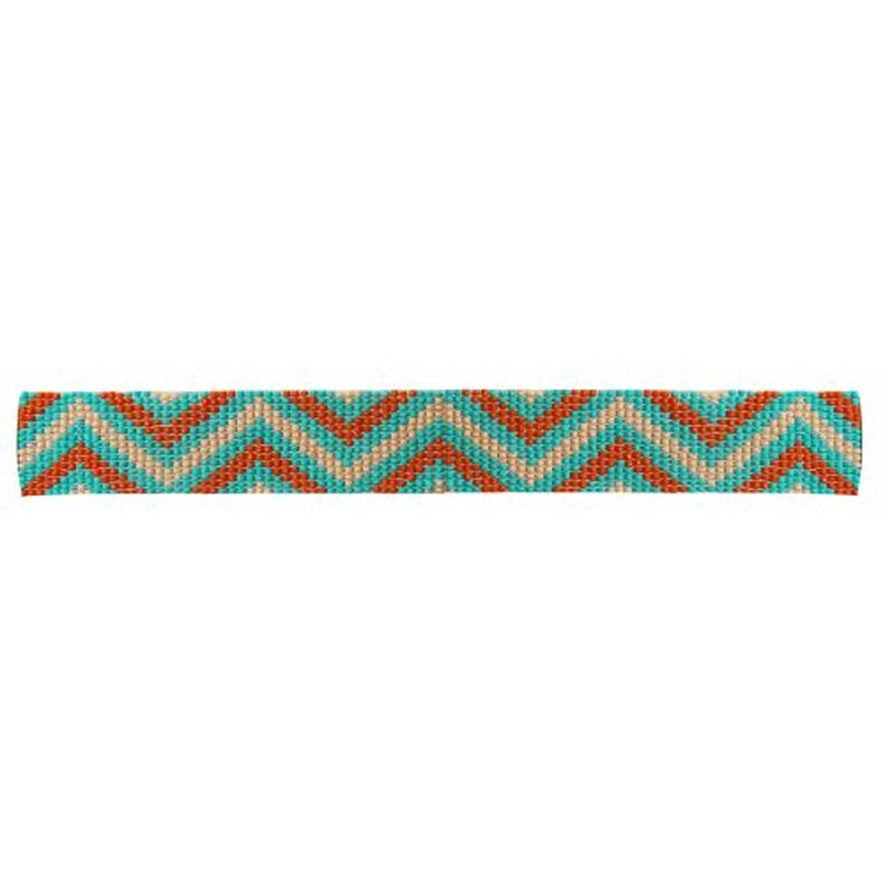 JH0024TQM: Teal, Pink and red chevron beaded headband Primary Showman Saddles and Tack