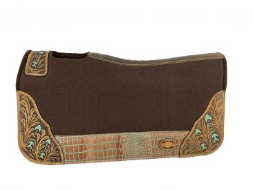 KC-3903: Klassy Cowgirl 28x30 Barrel Style 1” Brown felt pad with painted arrow design Western Saddle Pad Showman Saddles and Tack