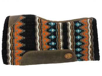 KC-3907: Klassy Cowgirl 28x30 Barrel Style Turquoise, Orange and Black colored memory felt bott Western Saddle Pad Showman Saddles and Tack