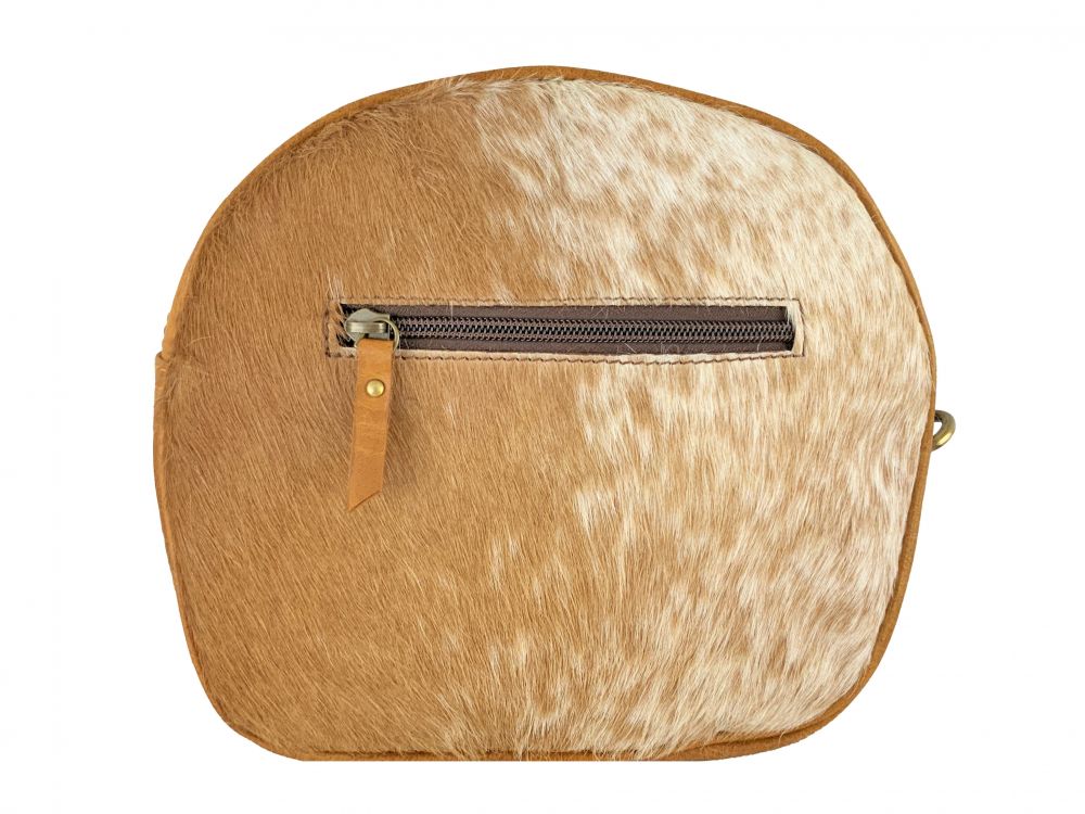 Klassy Cowgirl Brown & White Leather Crossbody Bag with hair on cowhide Default Shiloh