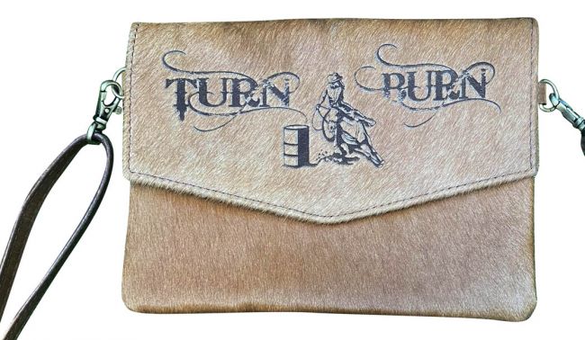 Klassy Cowgirl Hair on Cowhide Crossbody Bag with TURN & BURN Design Default Shiloh