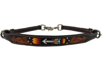 L-204: Showman ® Beaded Arrow design 4 Piece Argentina Leather Headstall and Breastcollar Set w/ Headstall & Breast Collar Set Showman