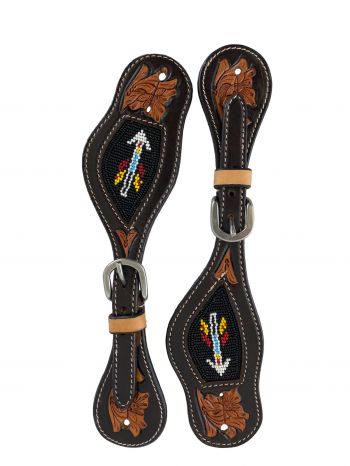 L-204: Showman ® Beaded Arrow design 4 Piece Argentina Leather Headstall and Breastcollar Set w/ Headstall & Breast Collar Set Showman