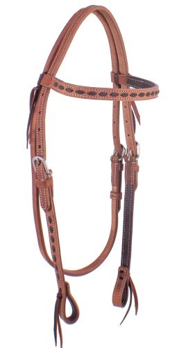 L-206: Showman ® Harness leather Browband Headstall with dark brown buckstitch trim Primary Showman