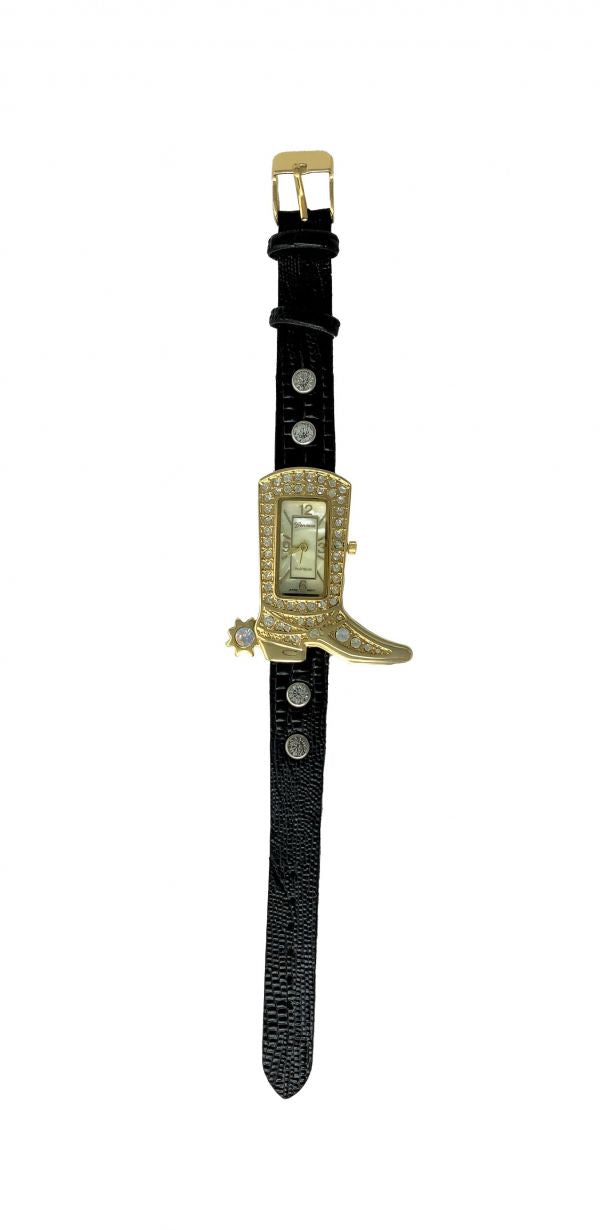 Ladies Gold Boot Watch with With Leather Band Default Shiloh