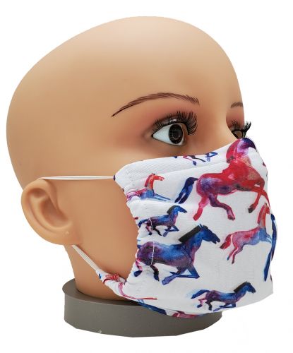 MC006: Cotton Face Mask with Rainbow Running Design Primary Showman Saddles and Tack