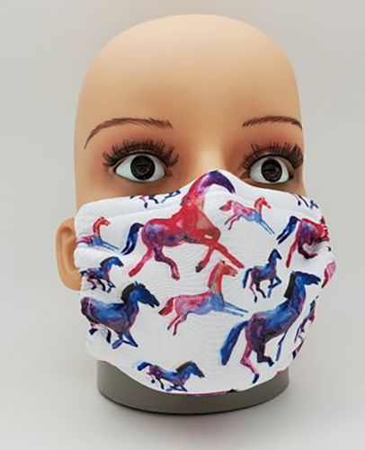 MC006: Cotton Face Mask with Rainbow Running Design Primary Showman Saddles and Tack
