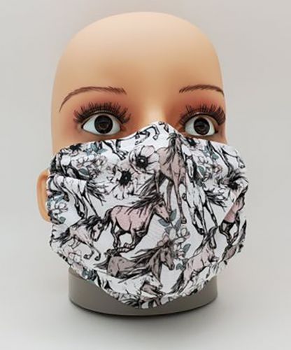 MC007: Cotton Face Mask with Floral Running Horse Design Primary Showman Saddles and Tack