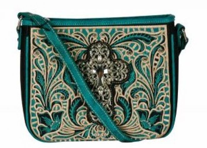 MW467-8360: Montana West ® Cross body purse with large cross concho and crystal rhinestones Primary Showman Saddles and Tack