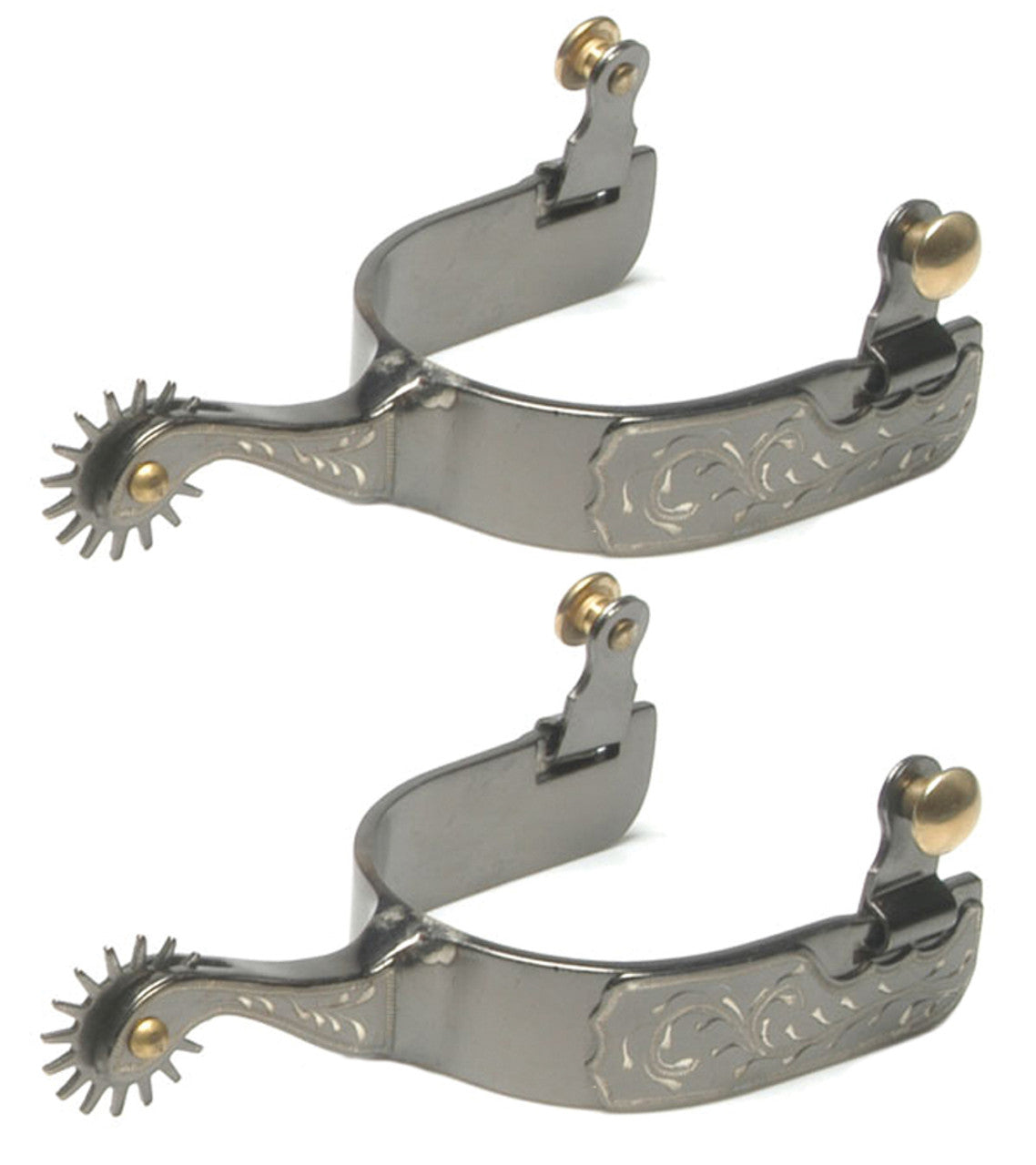Midnight Blue Silver Steel Rock Grinder Roping Spurs-TexanSaddles.com