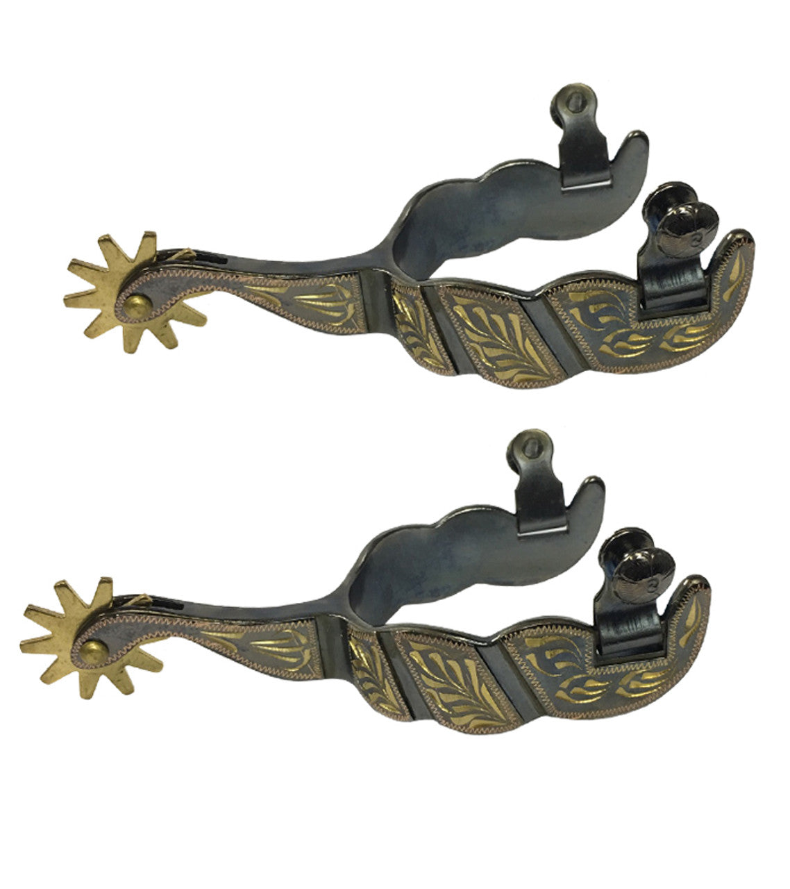 Midnight Silver Blue Steel Gooseneck Spurs-TexanSaddles.com