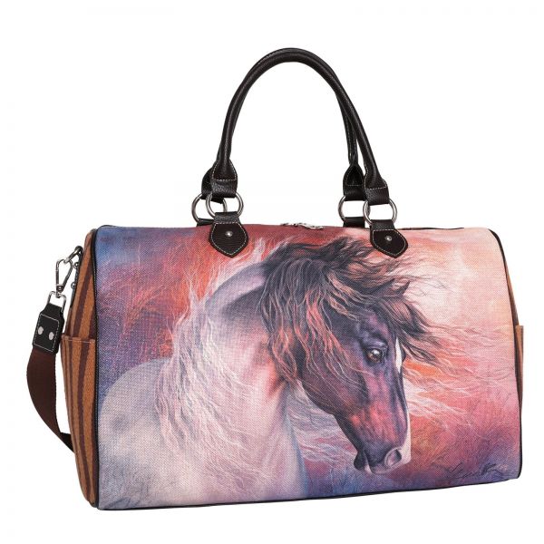 Montana West Horse Head Print Canvas Weekender Bag Default Shiloh