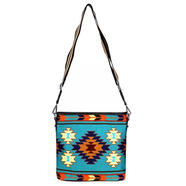 Montana West Teal Aztec Print Canvas Crossbody Bag Default Shiloh