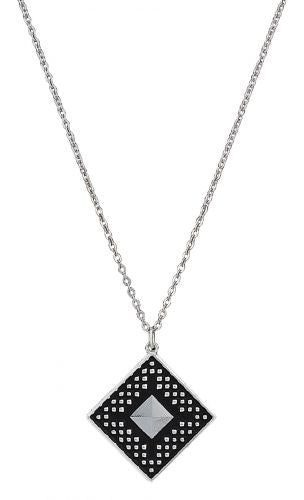 NC2628: Montana Silversmiths Silver and Black Diamond Shaped Pyramid Necklace Primary Showman Saddles and Tack