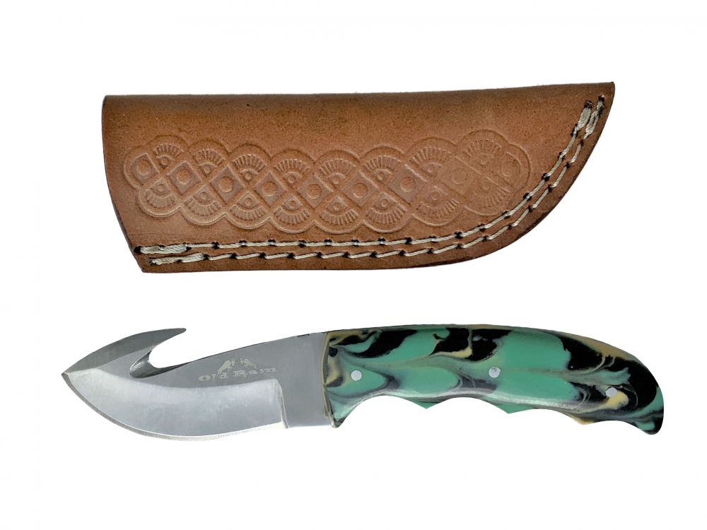 Old Ram Gut Hook Blade Skinning /Hunting Knife with Leather Sheath Default Shiloh