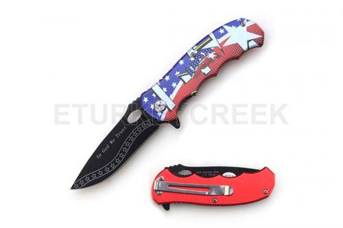 PK963SF2: " In God We Trust " Tactical Folder Spring Assisted Knife Primary Showman Saddles and Tack