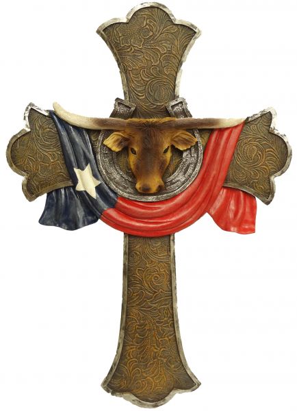 RSD-083: Montana West ® 18" x 13" Texas flag and steer cross Primary Showman Saddles and Tack