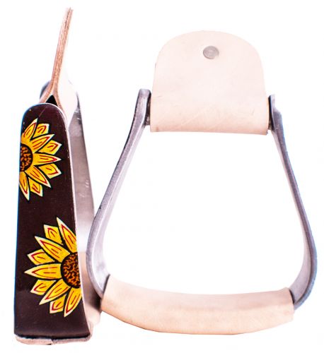 S howman ® Pony/Youth polished aluminum stirrup with sunflower design Stirrups Shiloh