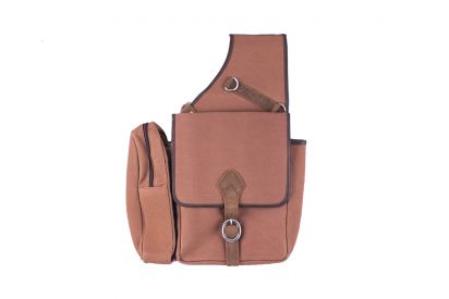 SB-67: Showman ® Brown Canvas deluxe saddle bag with flap over closure and leather buckle Saddle Bag Showman
