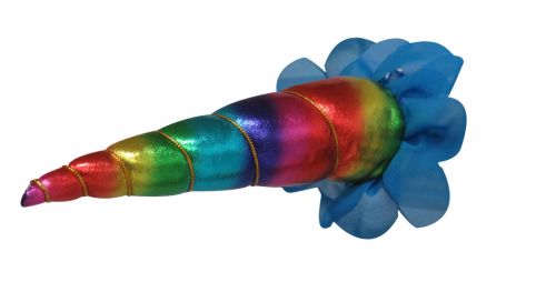 SP2017-002C: 6" Metallic rainbow clip-on unicorn horn with gold lacing Unicorn Horn Showman Saddles and Tack