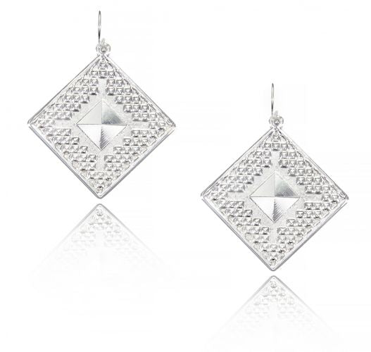 STER2628: Montana Silversmiths Silver Diamond Pyramid Earrings Primary Showman Saddles and Tack