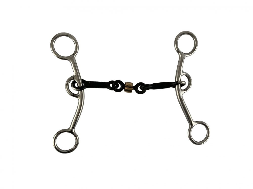 Showman 5" Stainless Steel JR Cow-horse bit with Sweet Iron Mouth and Copper Roller Bits Shiloh