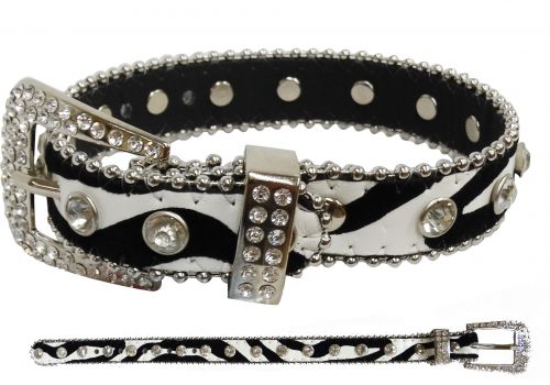 Showman Couture ® Zebra print leather fashion dog collar with crystal rhinestones and a crystal rhinestone embellished buckle Default Shiloh