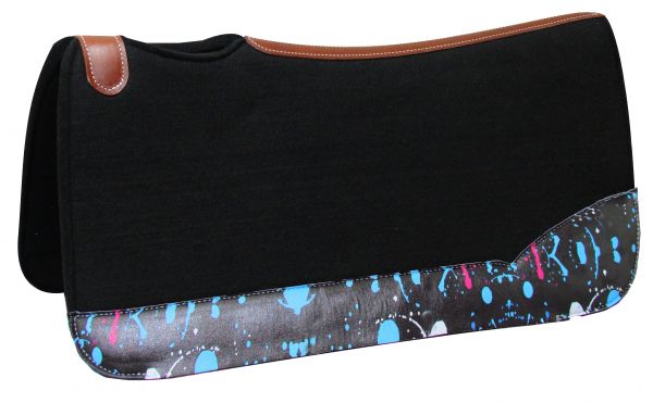Showman "Paint Splash" 24" x 24" Pony Black Felt Pad 22900 Western Saddle Pad Showman