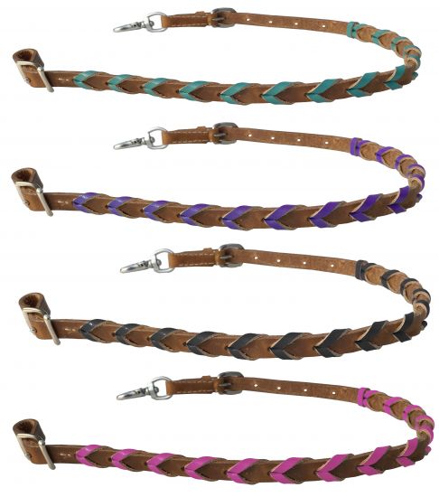 Showman ® Argentina Cow Leather wither strap with Color Braided leather accent Default Shiloh