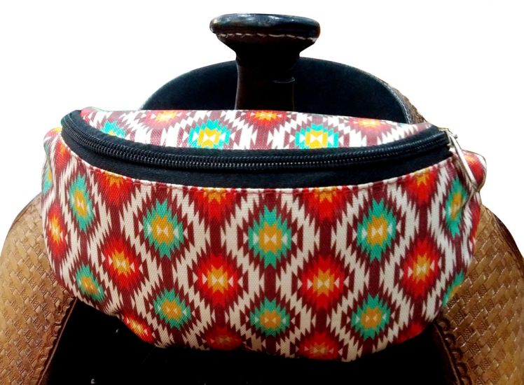 Showman ® Aztec Print Insulated Nylon Saddle Pouch Default Shiloh