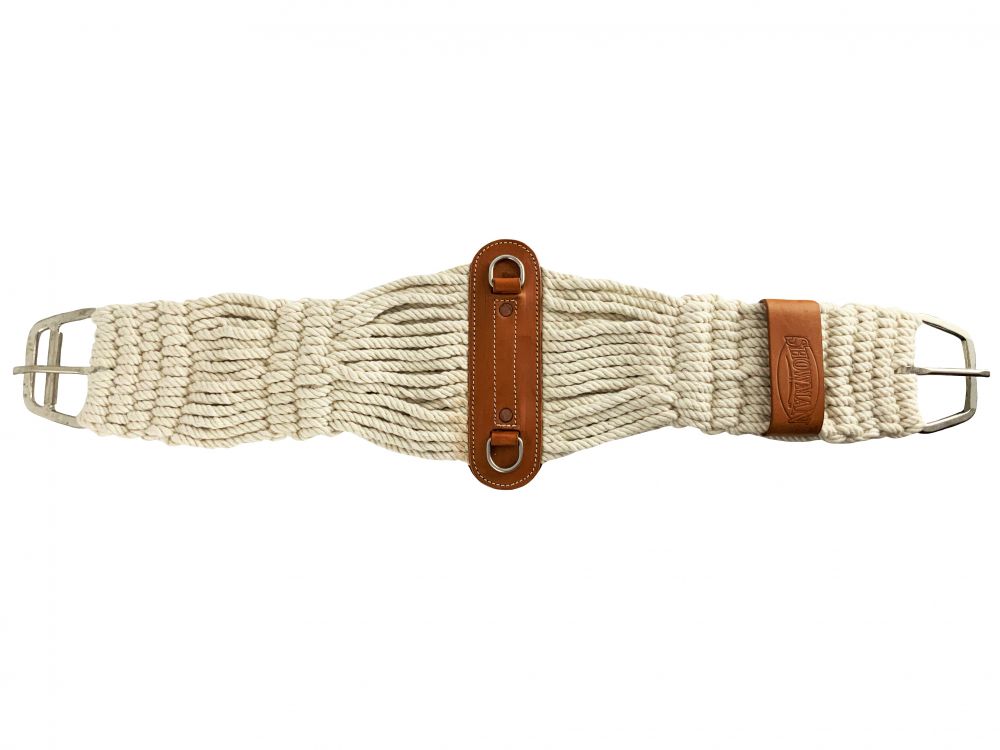 Showman ® Cotton Blend double weave string roper girth w ith Featuring Stainless Steel roller buckle design Default Shiloh