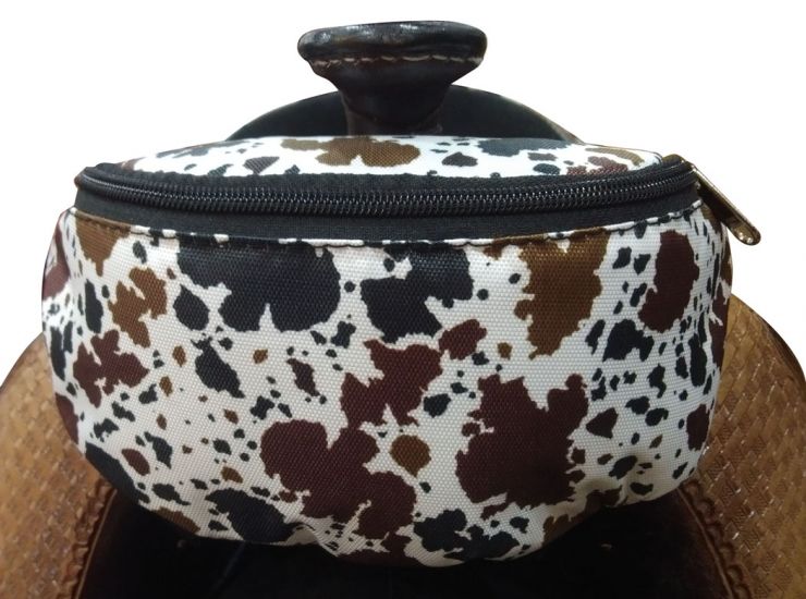 Showman ® Cow Print Insulated Nylon Saddle Pouch Default Shiloh