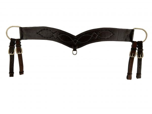 Showman ® Dark Oil Argentina Cow Leather Barbwire tooled tripping collar Default Shiloh
