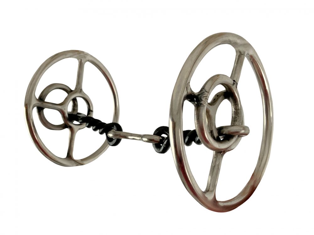 Showman ® Double Ring Single Joint Sweet iron Dog Bone Snaffle Bit with 5" Mouth and 3 1/4 " ring Bits Shiloh